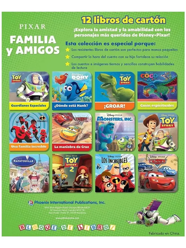 Estuche Disney Pixar Familia y Amigos 12 Libros de Cartón 2