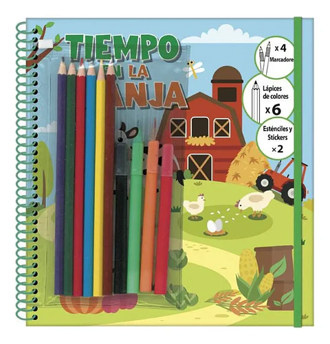 Tiempo en la Granja Libro para Colorear Lápices y Stickers