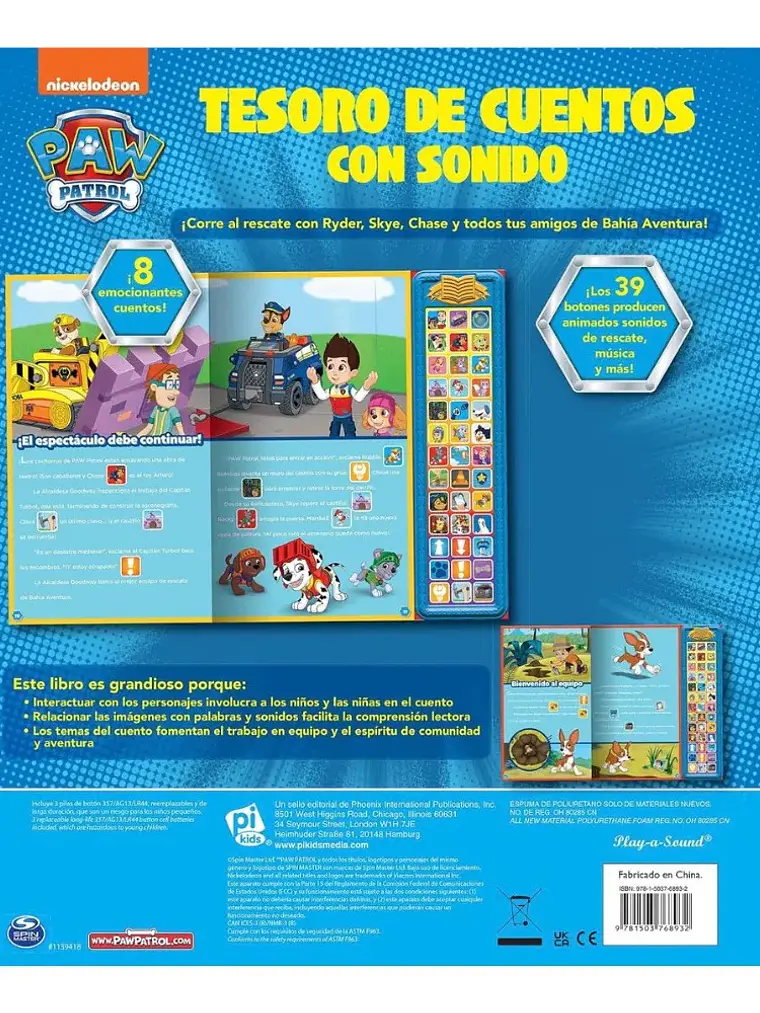 Paw Patrol Tesoro de Cuentos con Sonidos 39 Sonidos PI Kids 2