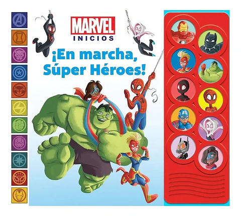 Marvel En Marcha Súper Héroes Libro Con 10 Sonidos De Acción