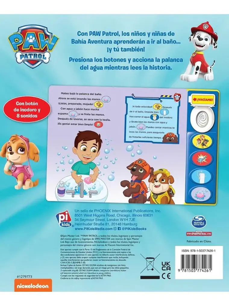 Al Baño Con Paw Patrol Patrulla Canina Libro Sonidos PI Kids 2