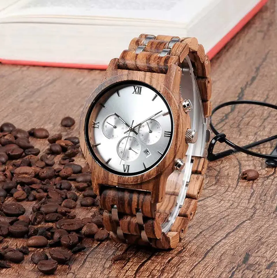 Reloj de madera Oak Silver 2