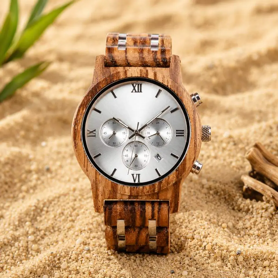 Reloj de madera Oak Silver 1