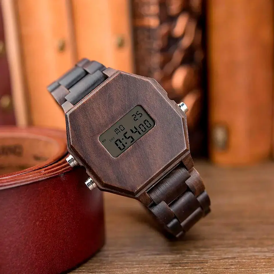 Reloj de madera Ebony Digital 6