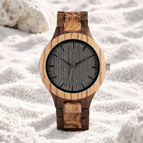Reloj de madera Black Sand