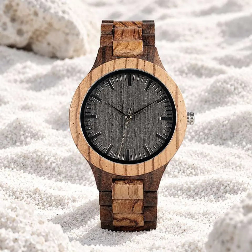 Reloj de madera Black Sand 1
