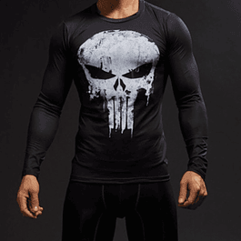 Polera Compresión Punisher Manga larga