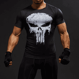 Polera Compresión Punisher Manga Corta