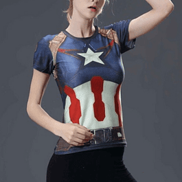 Polera Cap America #Femme Manga Corta