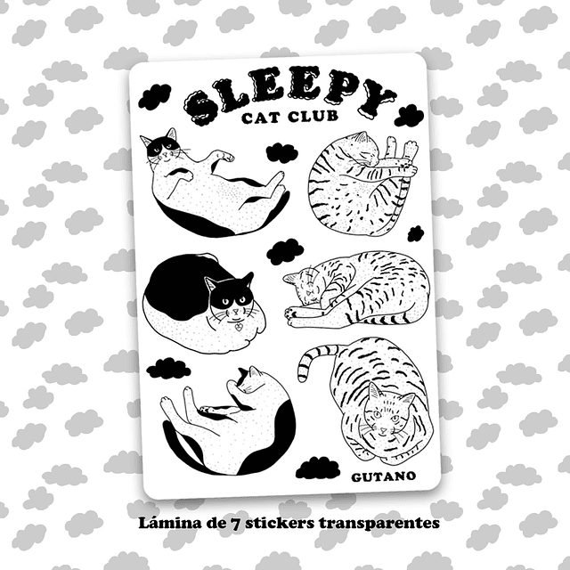 Set de stickers / Sleepy cat club