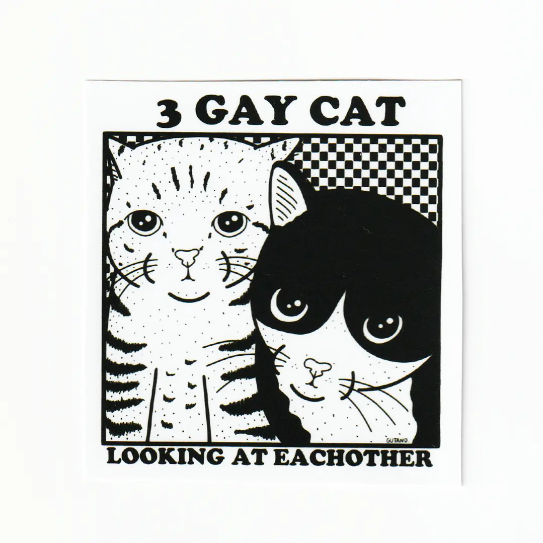 Sticker o iman 3 gay cat looking at eachother 1