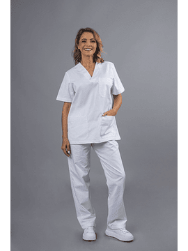 Pijama Cirúrgico Branco Unissexo para Profissionais de Saúde