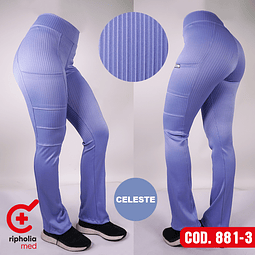 Pantalón elasticado RIB Celeste