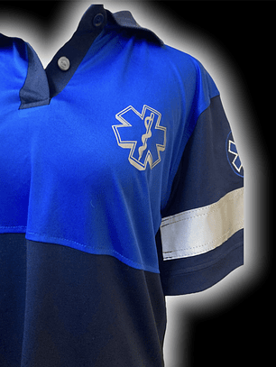 Polera Bicolor Femenina Azulina Manga Corta