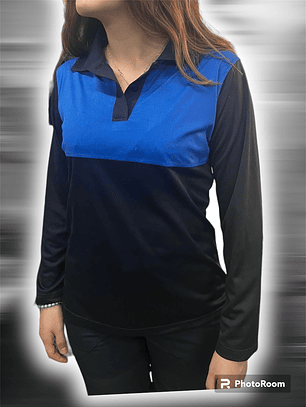 Polera Bicolor Femenina Azulina Manga Larga
