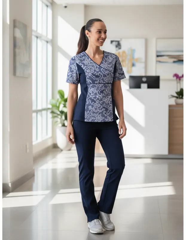Uniforme Clínico Delantal Polera Mujer Mumma Petunia Spx 215 3
