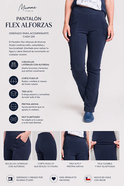 Uniforme Clínico Pantalón Mujer Flex Alforza Spandex