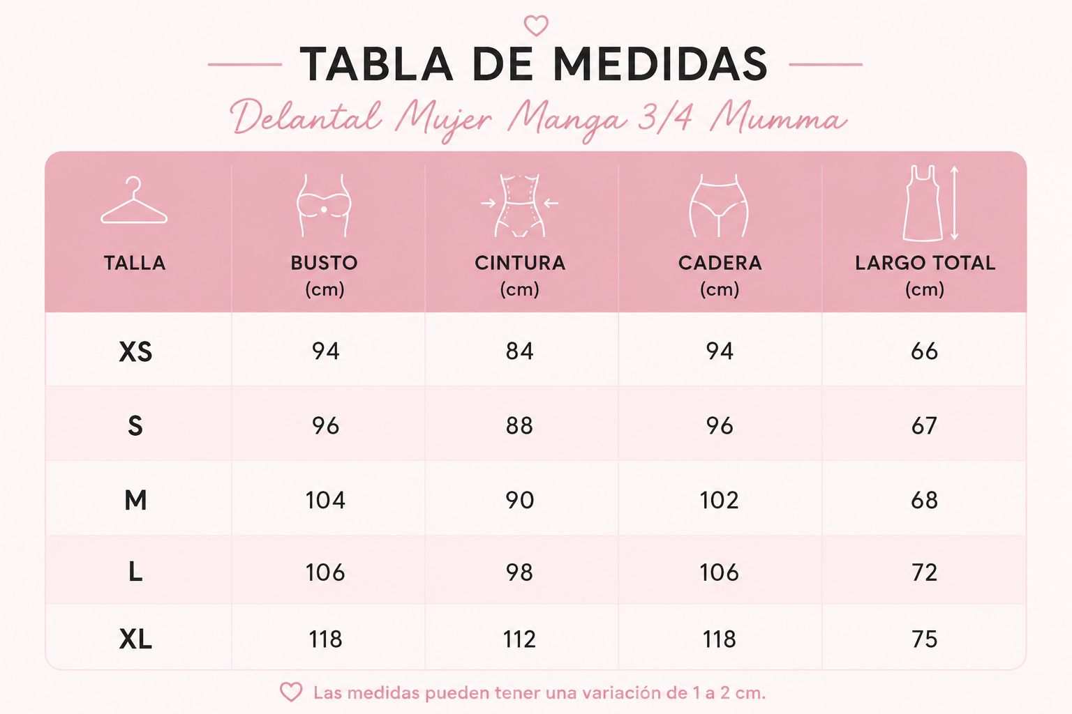 Delantal Corto Mujer Manga 3/4 4
