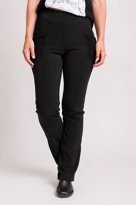Uniforme Clínico Pantalón Mujer Flex Alforza Spandex Negro