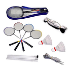 Set De Bádminton: 4 Raquetas Acero+2plumas+ Red  Sufix 1