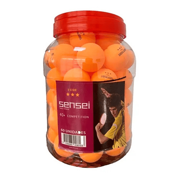 Pack Pelotas  60 Unid  Naranja. Ping Pong 3 Estrellas Sensei 1