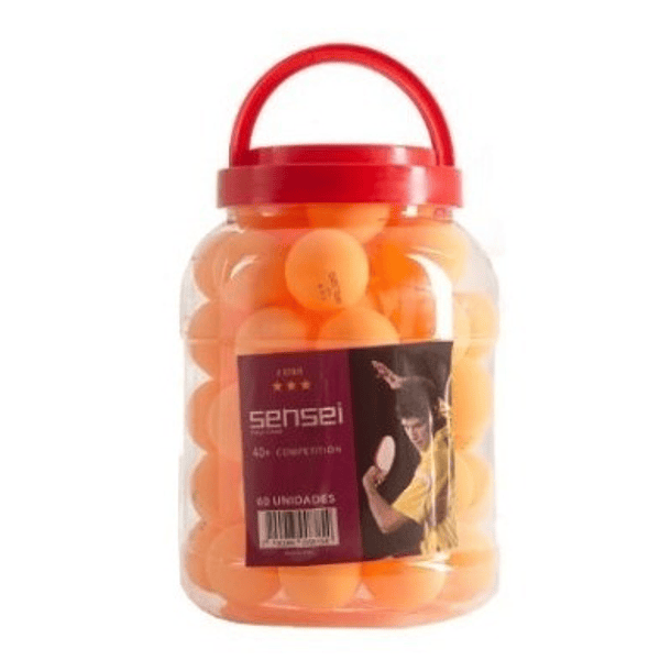 Pack Pelotas  60 Unid  Naranja. Ping Pong 3 Estrellas Sensei 2