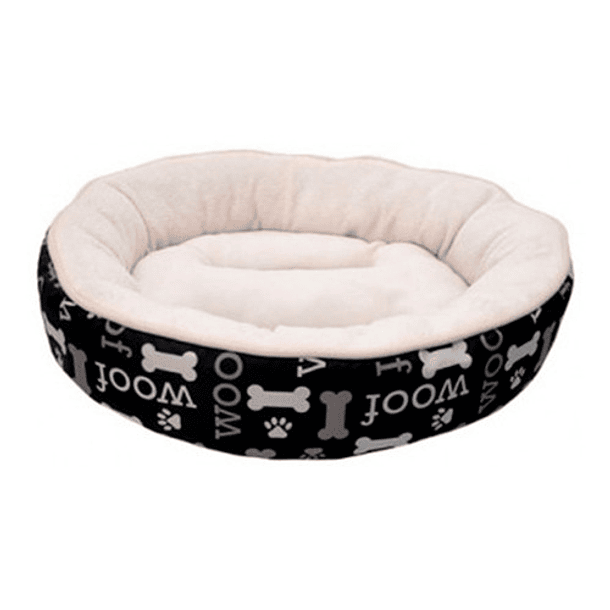  Cama Mascotas Dreamwell Perros/gatos Redonda Woofnegra 53cm 