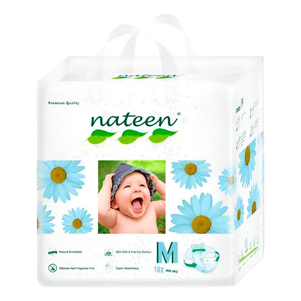 Pañal Ecológico Premium Flexible  Nateen 18 Unidades Talla M 
