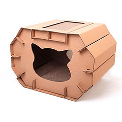 Rasguñador Casa 2 En 1 Cartón Gato Pawise Cozy Cat Love