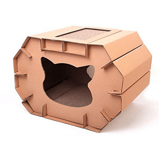 Rasguñador Casa 2 En 1 Cartón Gato Pawise Cozy Cat Love 1