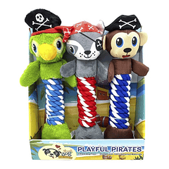 Pack 3 Juguete Peluche Perros Piratas Masticable Mascotas