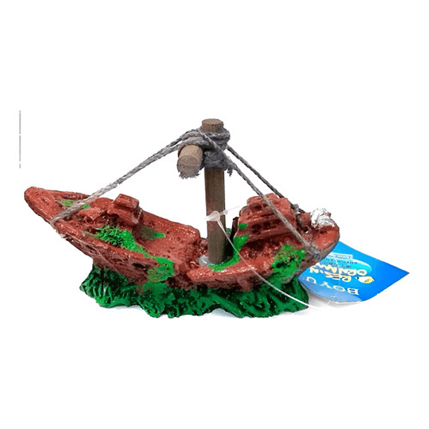 Boyu Adorno Barco 12x7x4,8 Cms Para Tu Acuario 