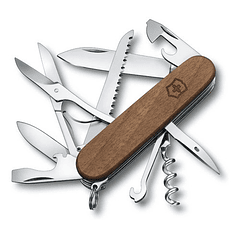 Victorinox Navaja Huntsman De Madera, Marrón, 13 Usos Color Marrón