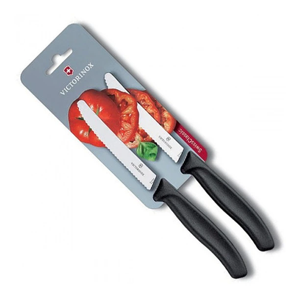 2 Cuchillos Verdura Negro Redondo 11 Cm Victorinox 6.7833 