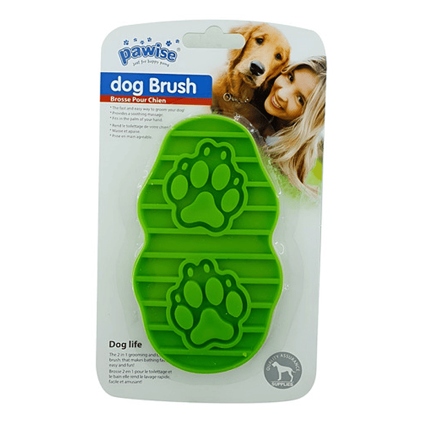 Cepillo De Goma Para Bañar Tu Mascota Goma Pawise Color Verde 