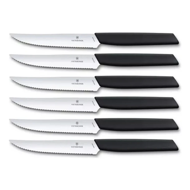 Set 6 Cuchillos De Carne Victorinox Swiss Modern 6.9003.12w Color Negro 