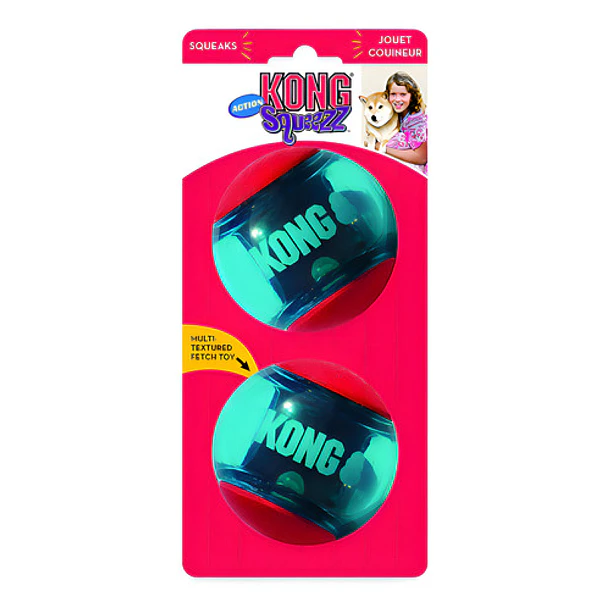 Kong Squezz Action Ball Largejuguete Pelota Perro Pack X2 Color Celeste 1