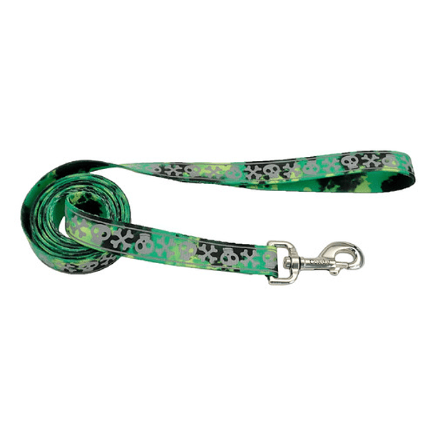 Correa Para Perros Coastal Lazer Brite Reflectiva Talla M Color Skulls 