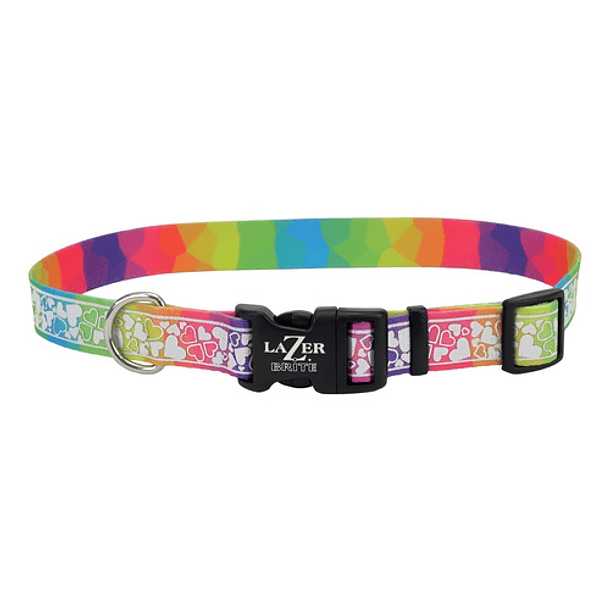 Collar Coastal Lazer Brite Para Perros Reflectante Talla L Color Hearts Tamaño Del Collar S/m 