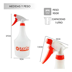 Pulverizador Rociador 1 Litro Rayun Unidad Color Blanco