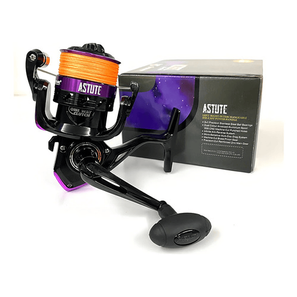 Carrete Spinning Pioneer Tackle Astute 3000 C/multifilamento Color Negro Lado De La Manija Derecho/izquierdo 