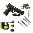 Kit Pistola-co2-balines Y Linterna Th Tactical 1911 Cal. 4.5 1