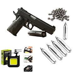 Kit Pistola-co2-balines Y Linterna Th Tactical 1911 Cal. 4.5