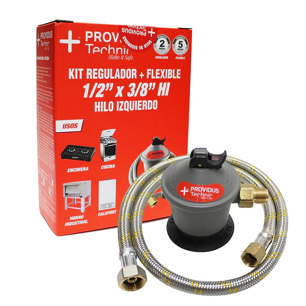  Kit Regulador de Gas + Flexible con conexión de 1/2