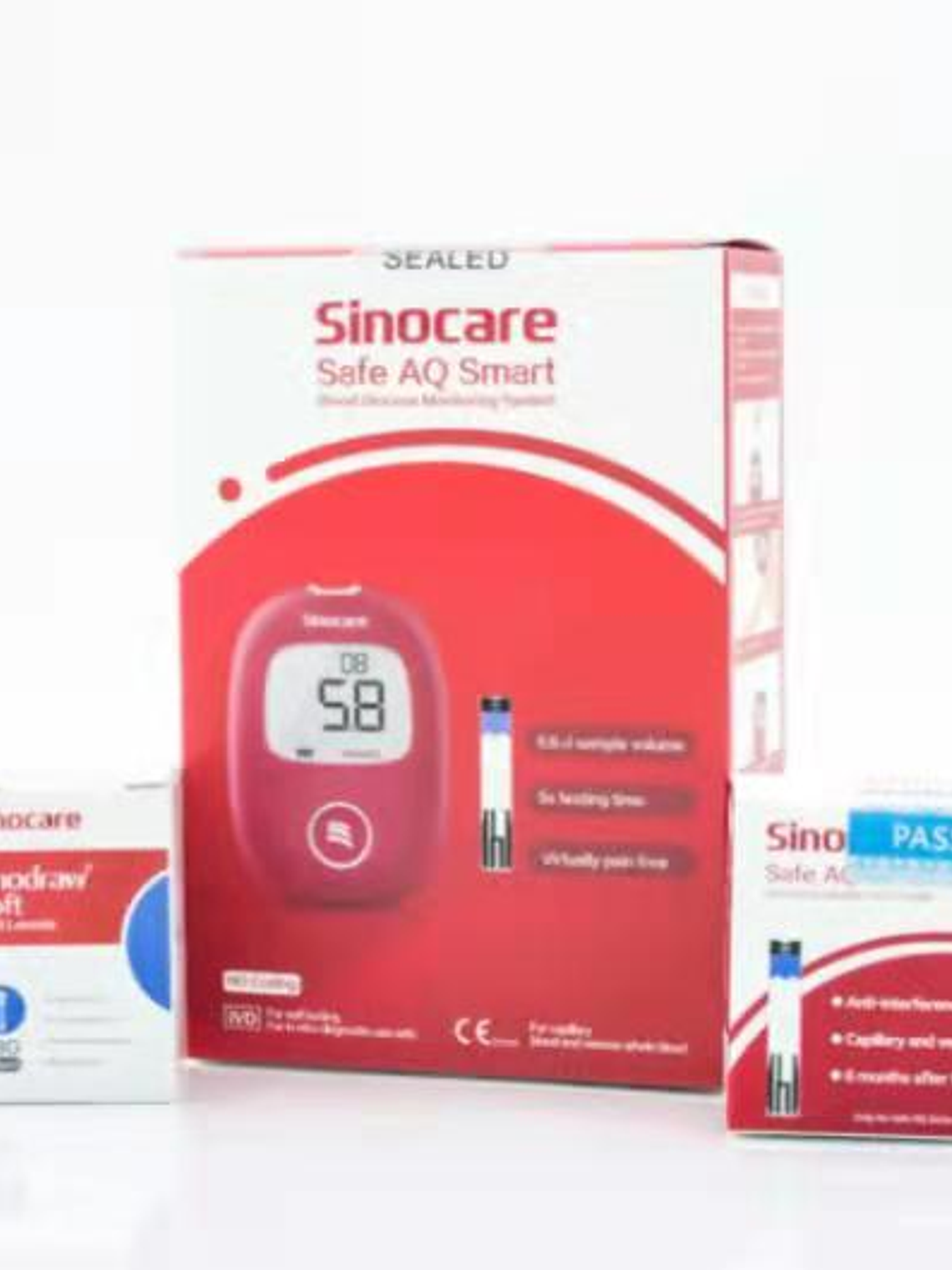 KIT Glucómetro con 50 Tiras y 50 Lancetas de SINOCARE Safe AQ  1