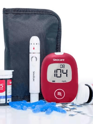 KIT Glucómetro con 50 Tiras y 50 Lancetas de SINOCARE Safe AQ 