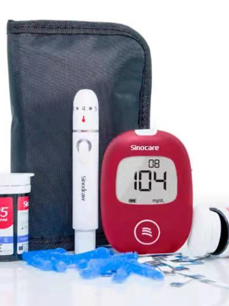 KIT Glucómetro con 50 Tiras y 50 Lancetas de SINOCARE Safe AQ  2
