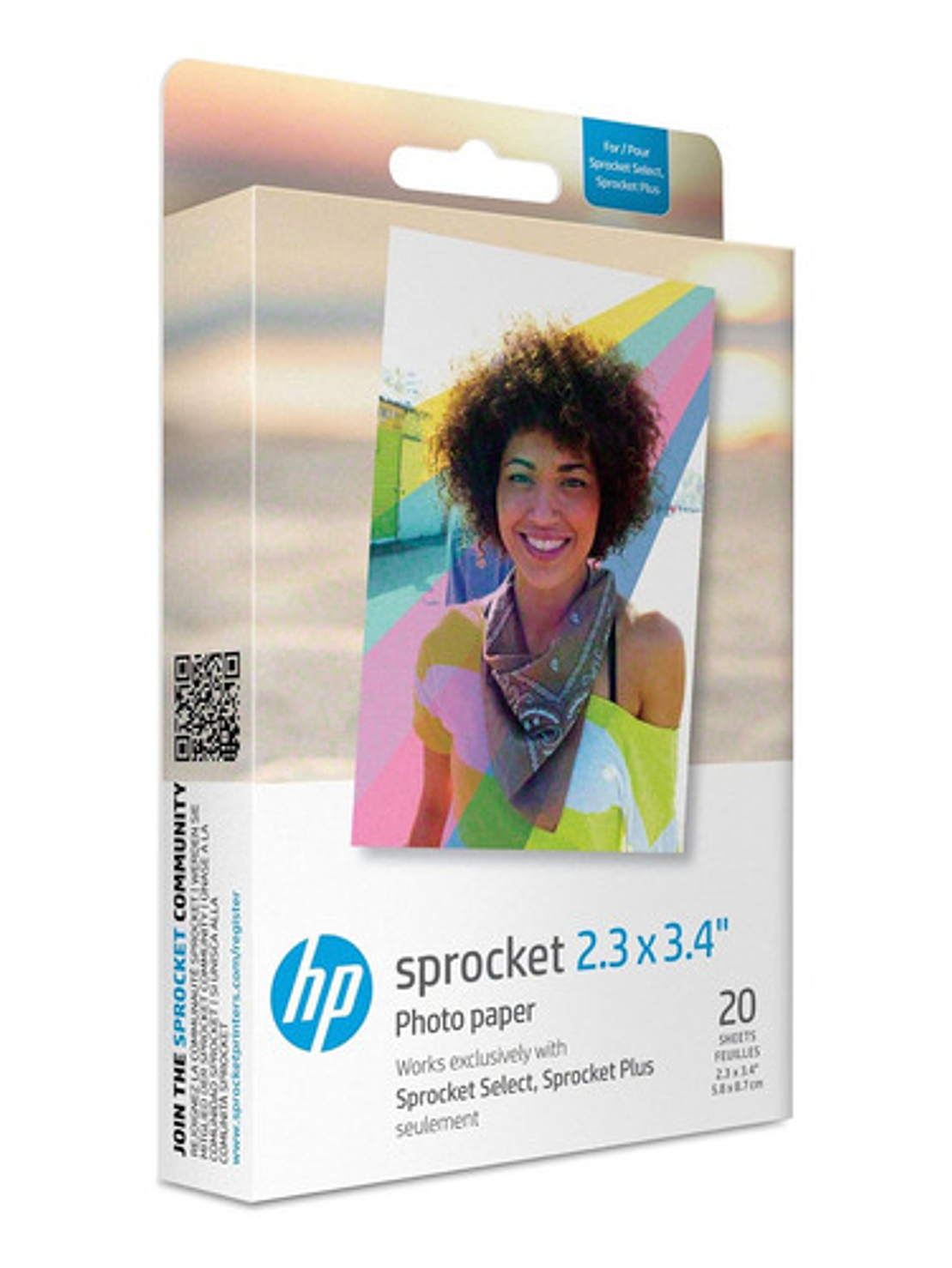 20 Hojas Papel Fotográfico Adhesivo Hp Sprocket 2.3 X 3.4  1