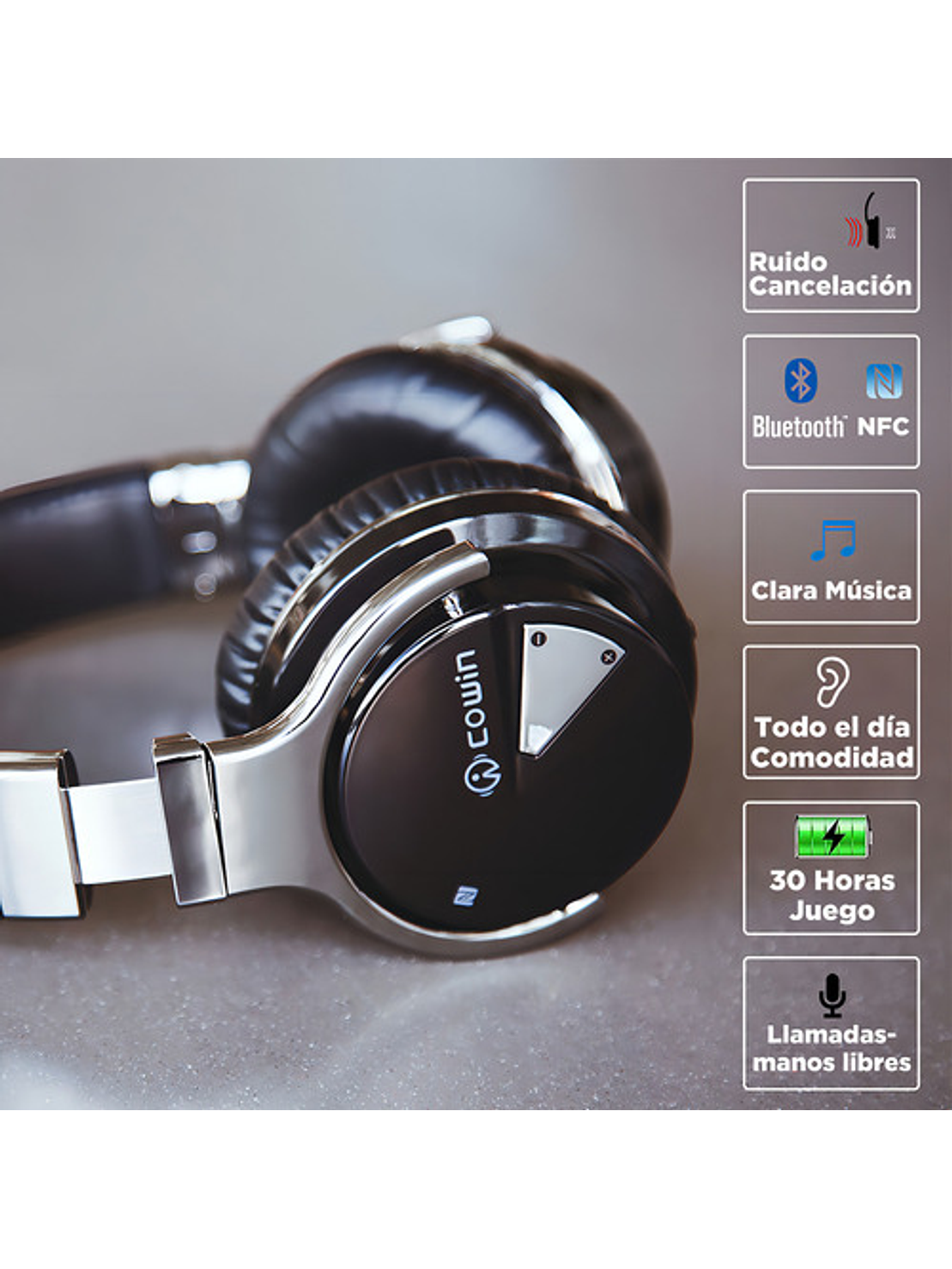 Audífonos Over-head Cowin E7 Con Cancelación De Ruido 2