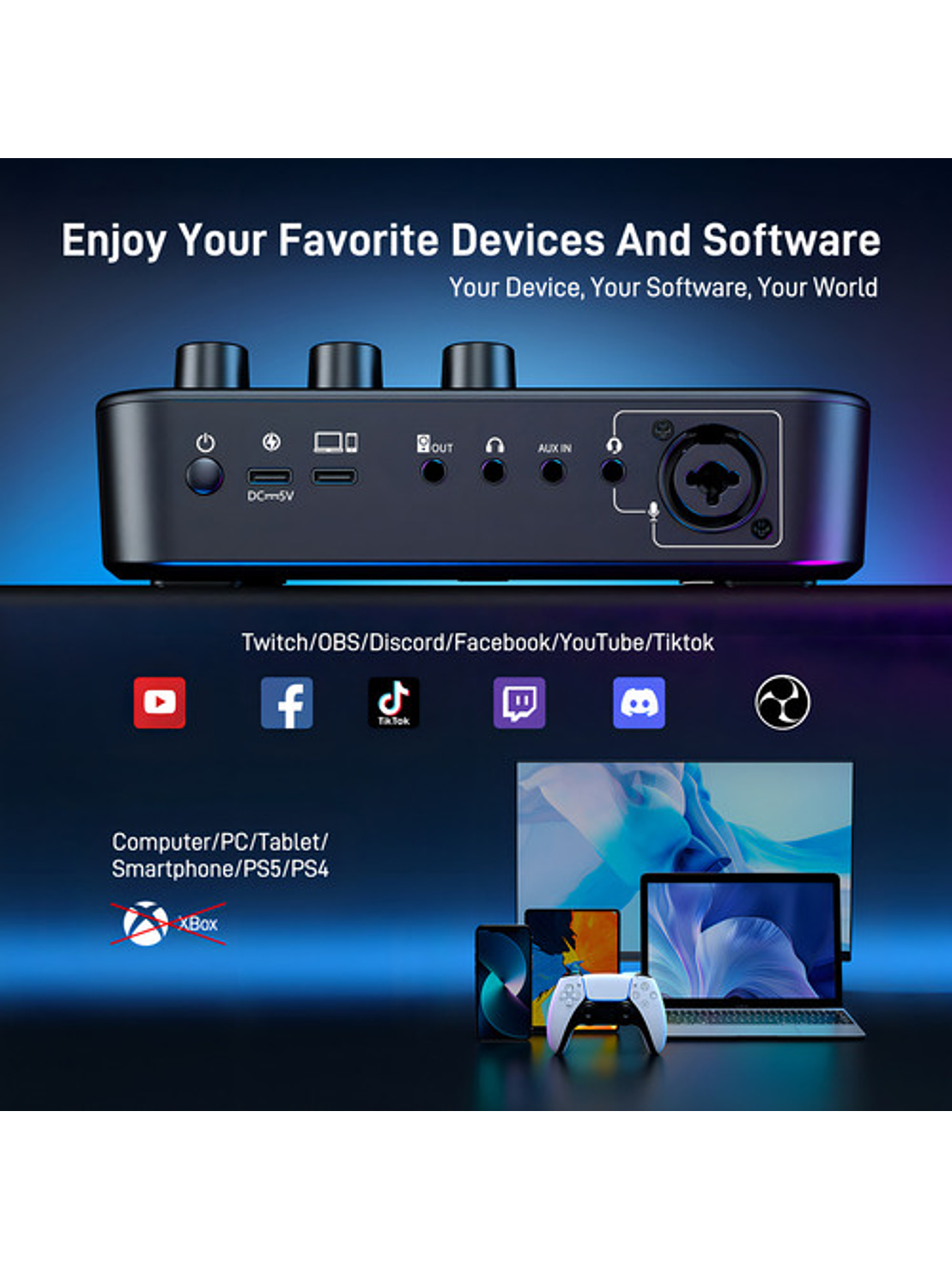 Mixer Audio Maono G1 Neo para Streamer USB+XLR 8